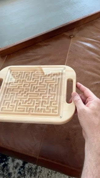 Double-Sided Wooden Maze Game | Square Labyrinth Puzzle for Kids & Adults | Handheld Two-Sided Maze | Montessori Game