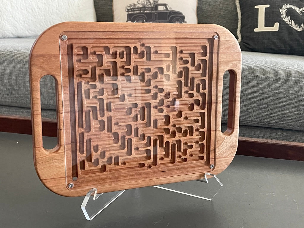Double-Sided Wooden Maze Game | Square Labyrinth Puzzle for Kids & Adults | Handheld Two-Sided Maze | Montessori Game