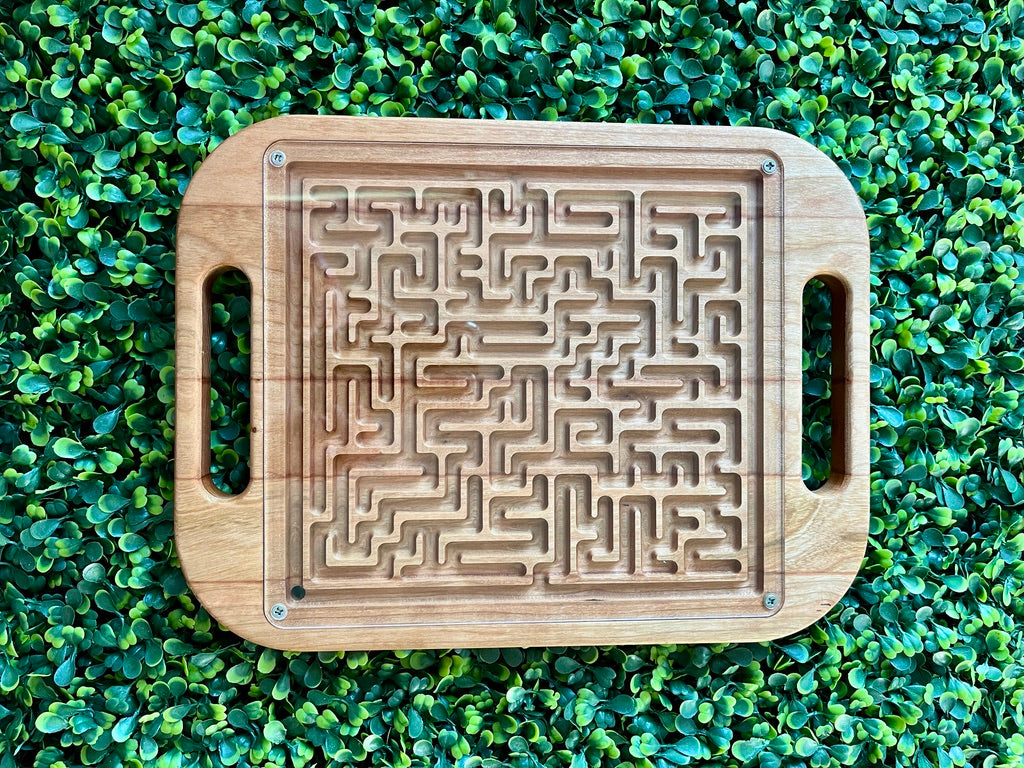 Double-Sided Wooden Maze Game | Square Labyrinth Puzzle for Kids & Adults | Handheld Two-Sided Maze | Montessori Game