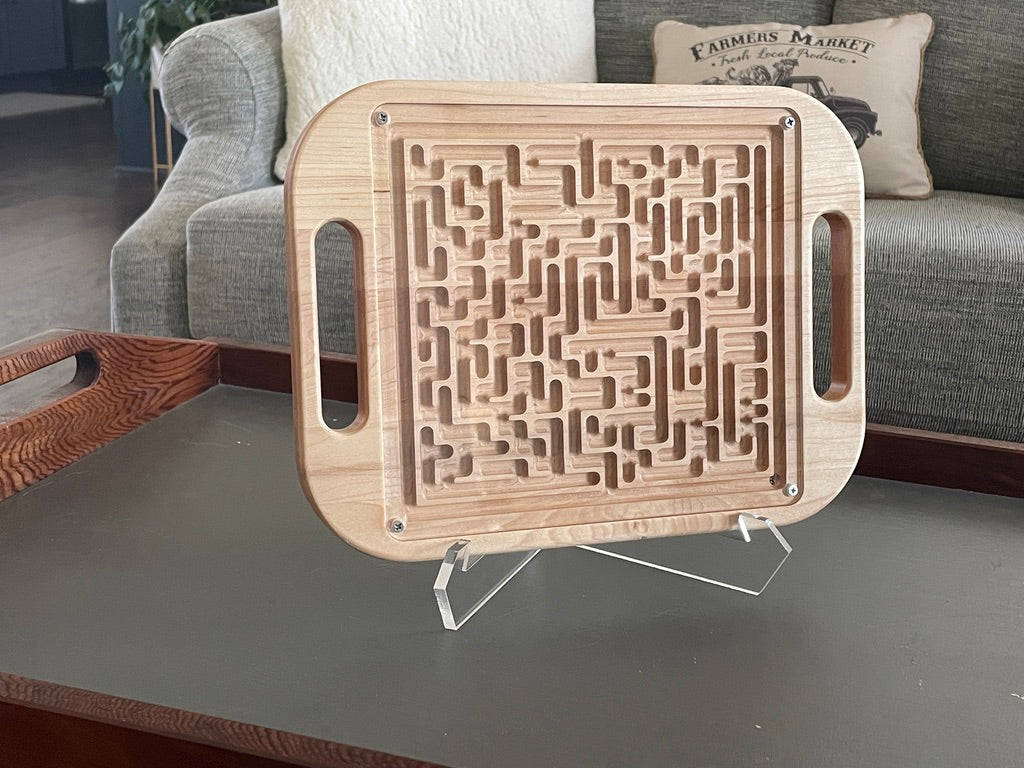 Double-Sided Wooden Maze Game | Square Labyrinth Puzzle for Kids & Adults | Handheld Two-Sided Maze | Montessori Game