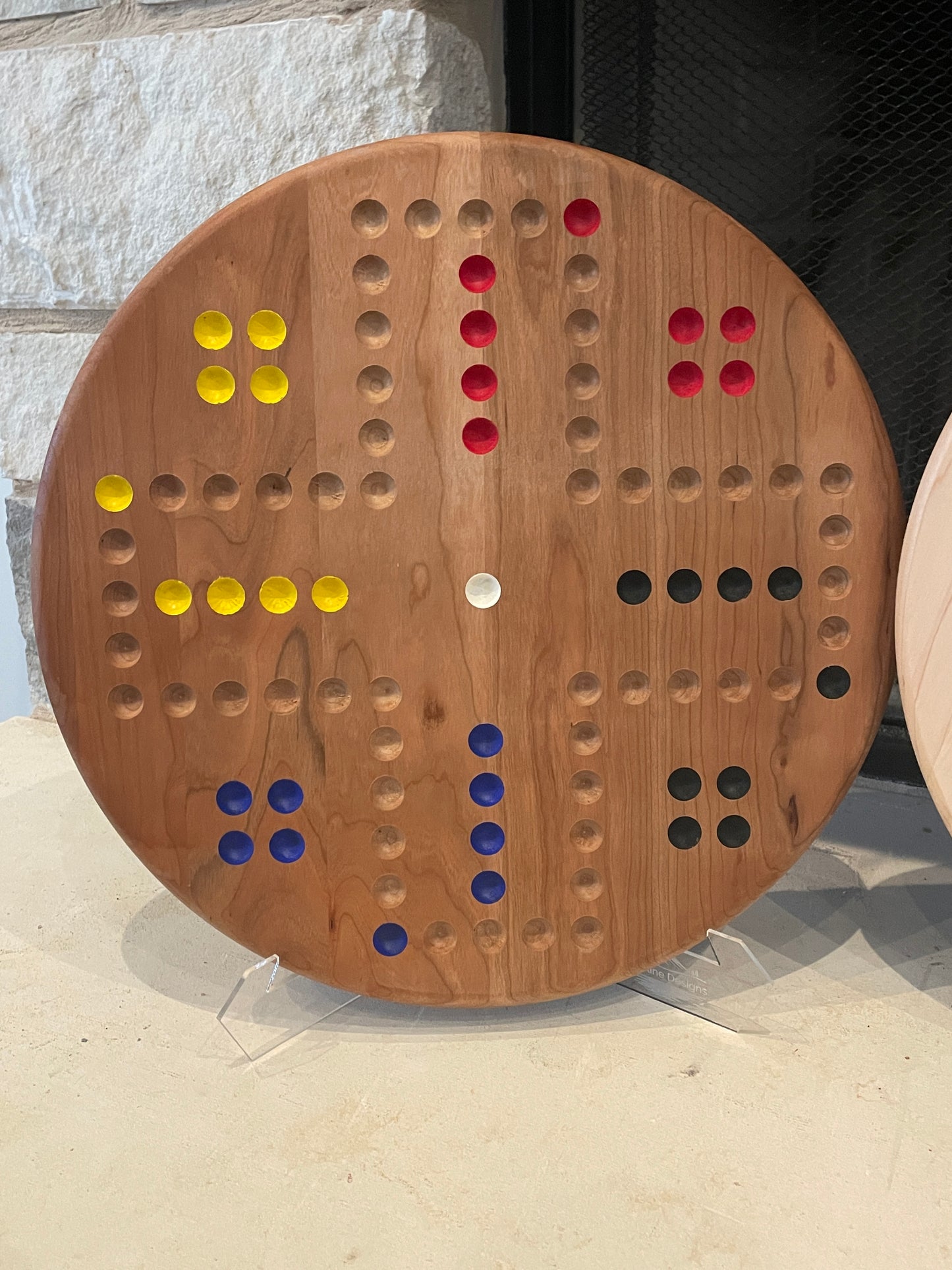 Handmade Wahoo Game Board β Hardwood Circle Board with Marbles & Dice β Choose Maple, Cherry, or Walnut