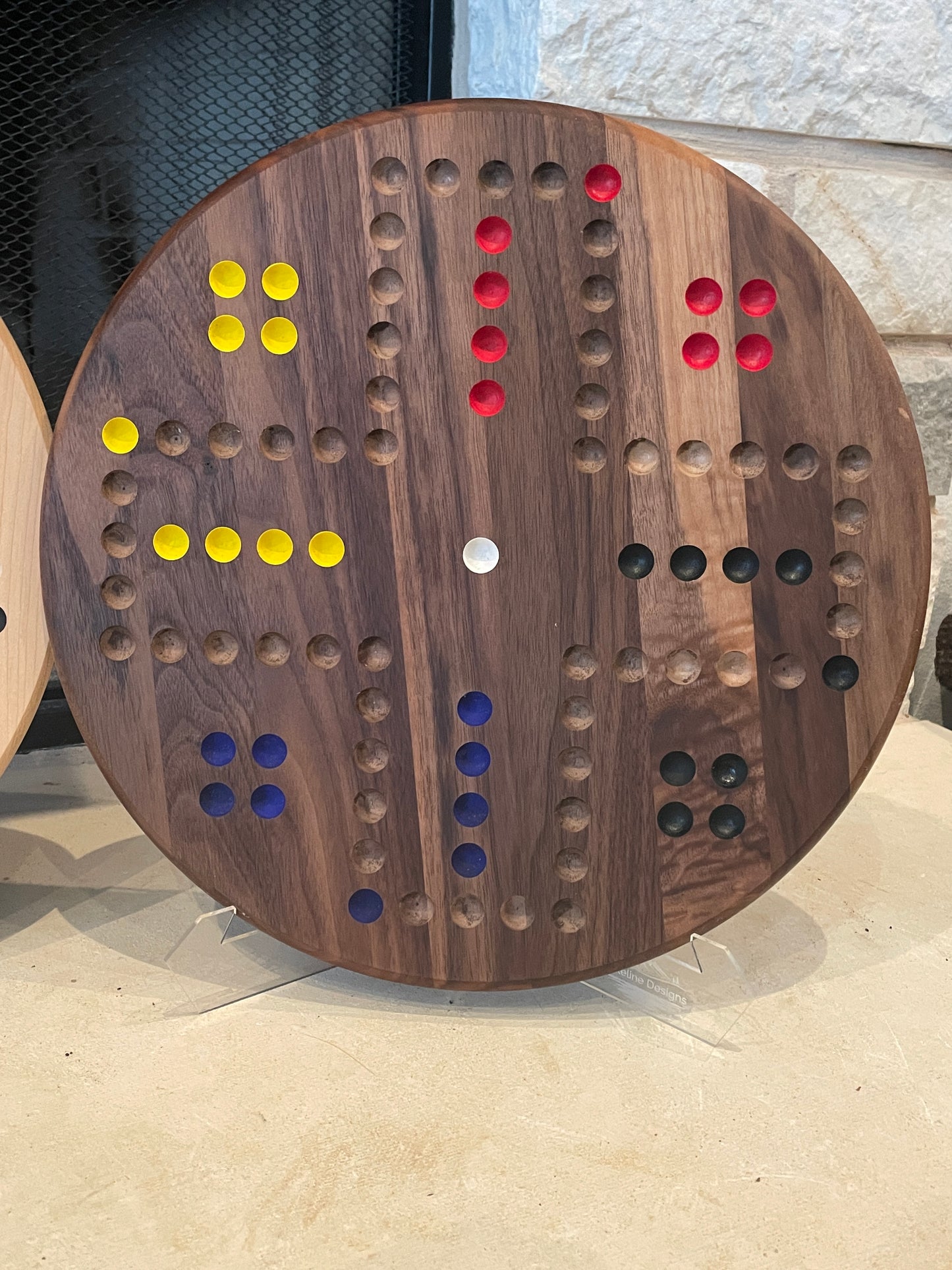 Handmade Wahoo Game Board β Hardwood Circle Board with Marbles & Dice β Choose Maple, Cherry, or Walnut