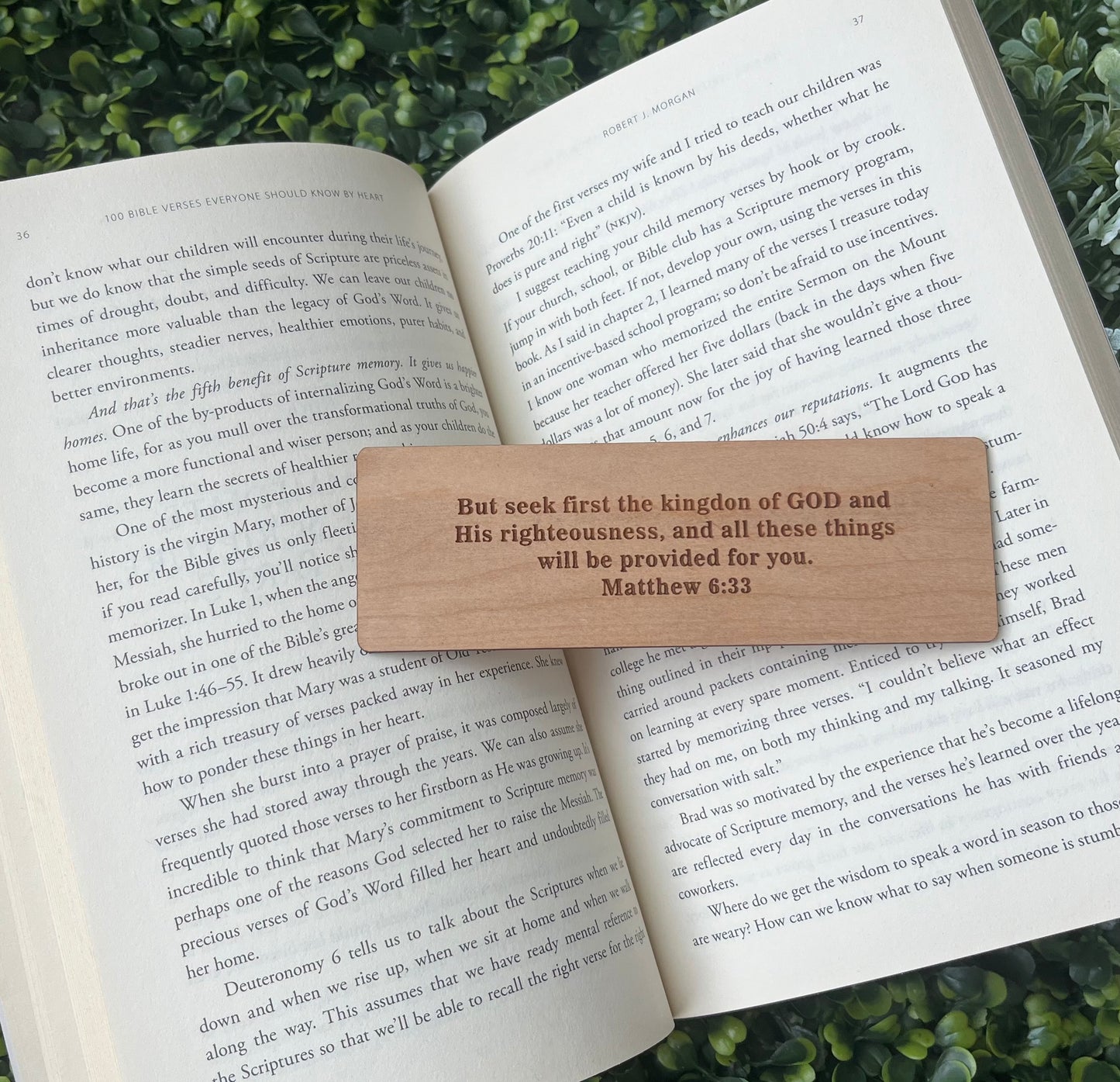 Custom Engraved Bible Verse Wooden Bookmark – Personalized Gift in Maple, Cherry, or Walnut - Religious Gift