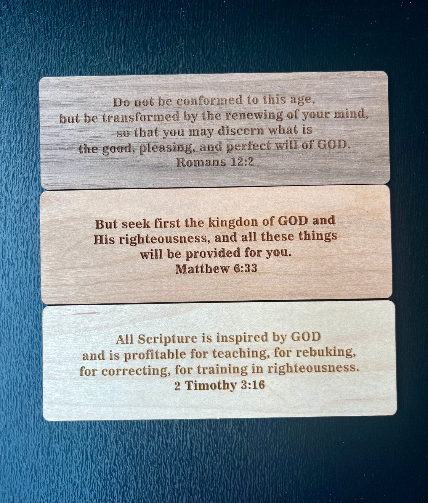 Custom Engraved Bible Verse Wooden Bookmark – Personalized Gift in Maple, Cherry, or Walnut - Religious Gift