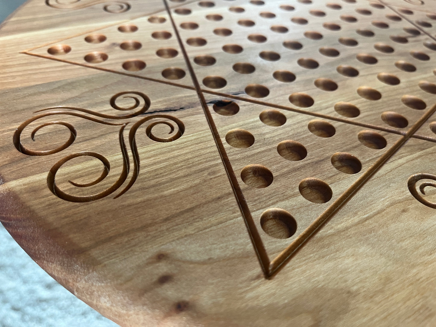 Handmade Chinese Checkers Game β 6-Player Circular Board β Maple or Cherry Hardwood with Marbles