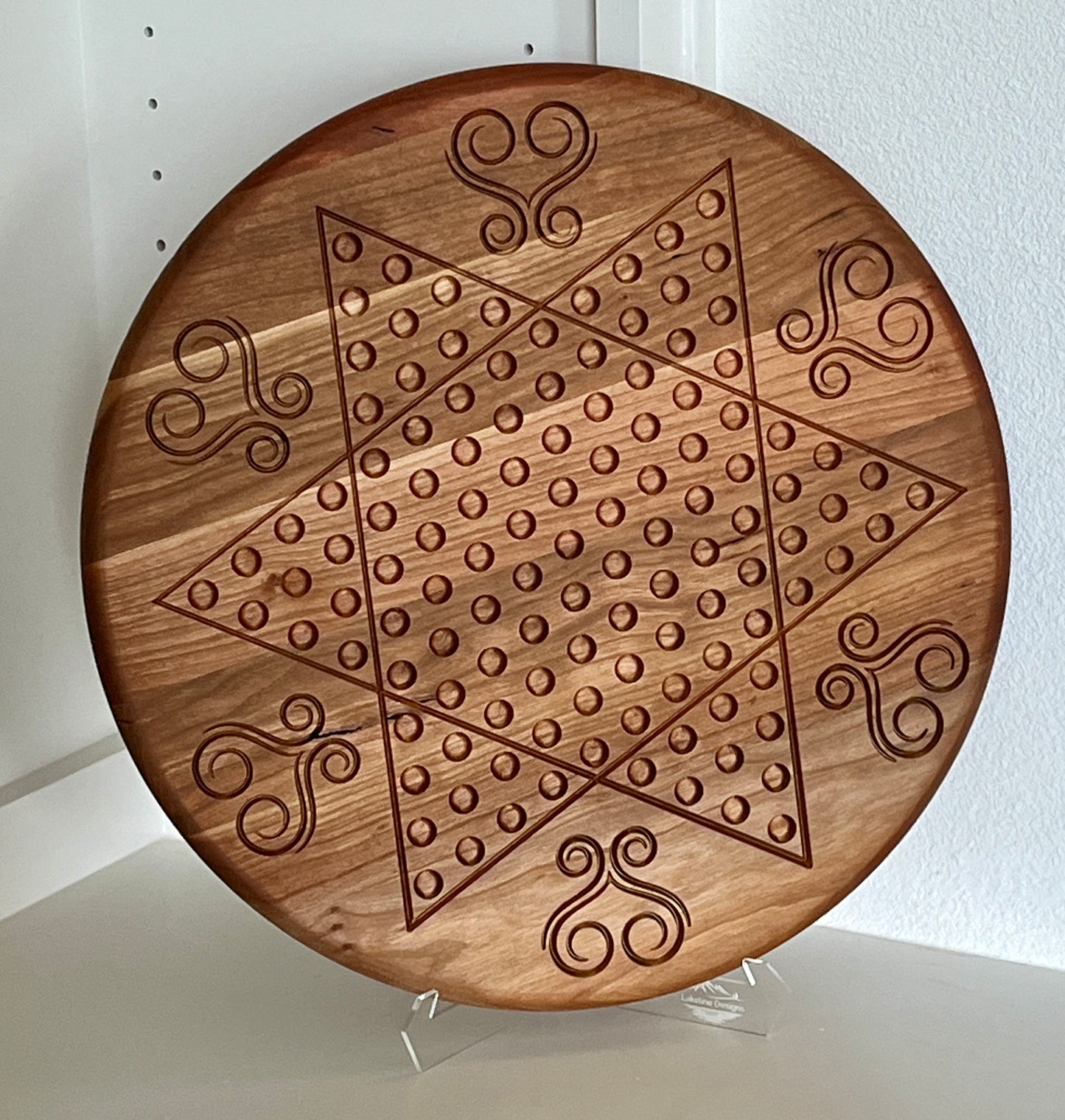 Handmade Chinese Checkers Game β 6-Player Circular Board β Maple or Cherry Hardwood with Marbles
