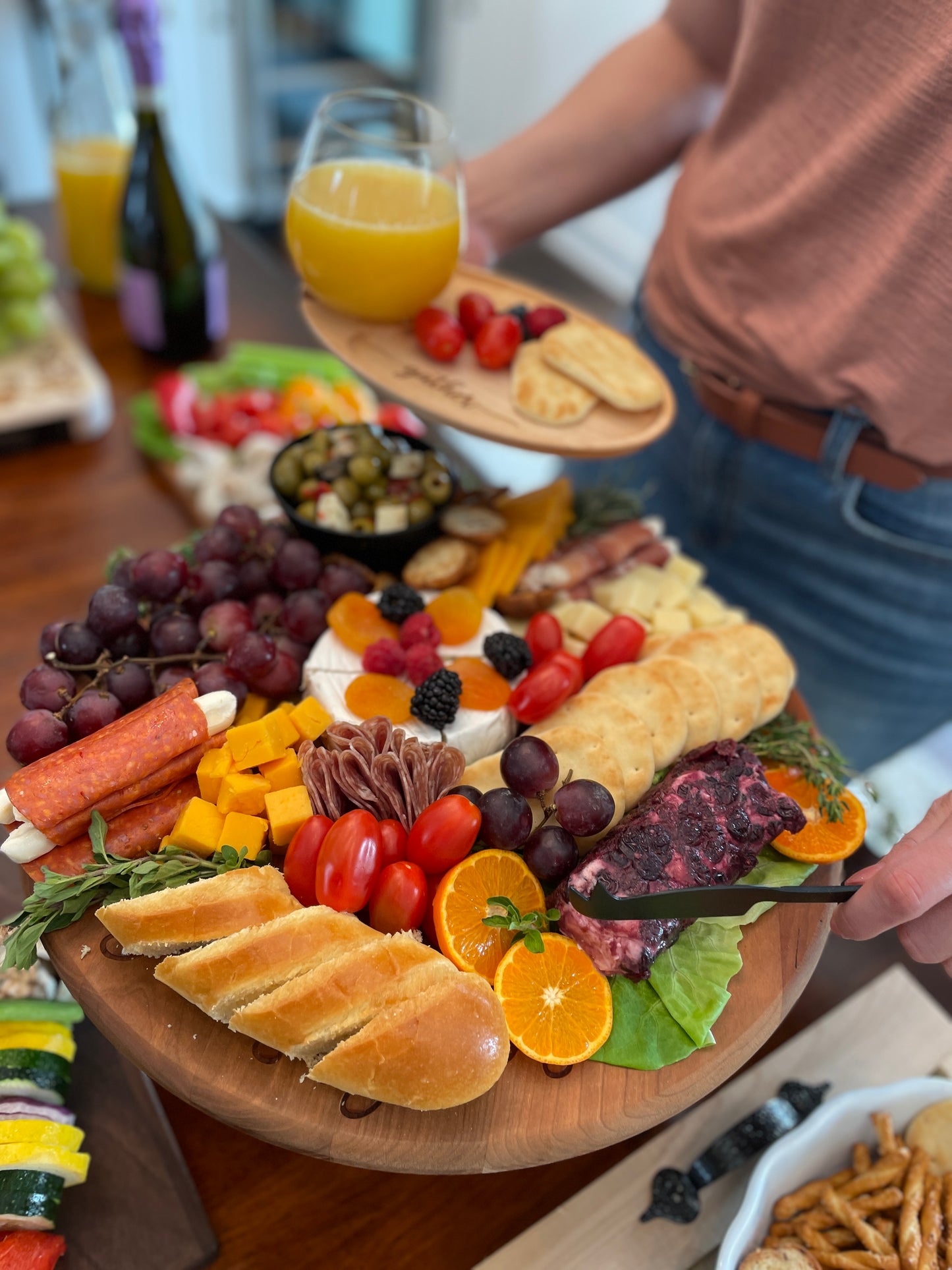 Individual Serving Tray Sets with Wine Glass Holder