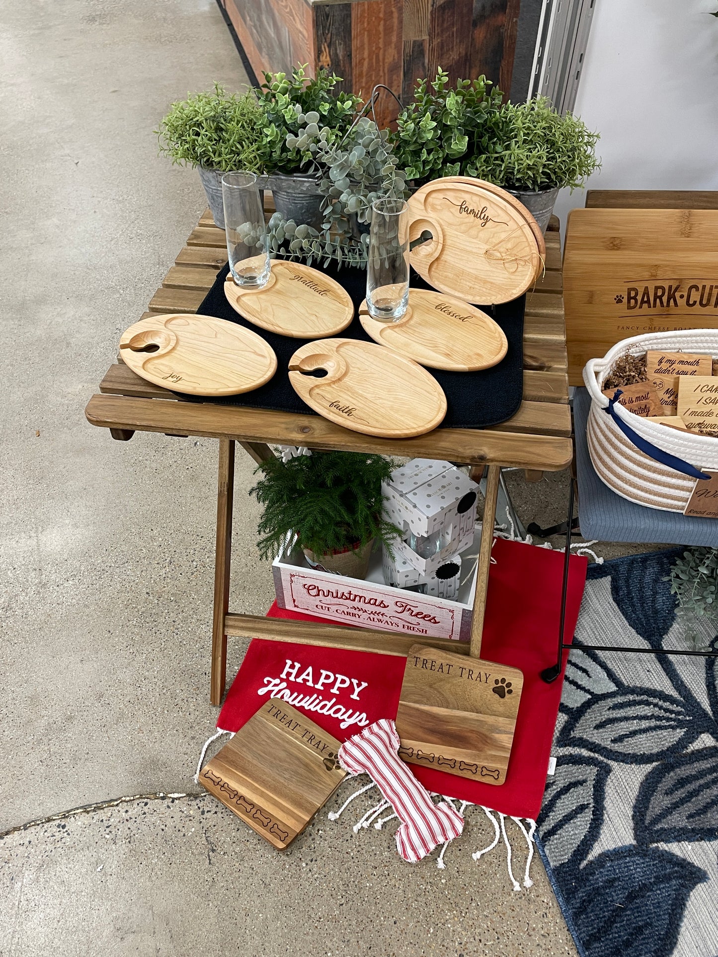 Individual Serving Tray Sets with Wine Glass Holder