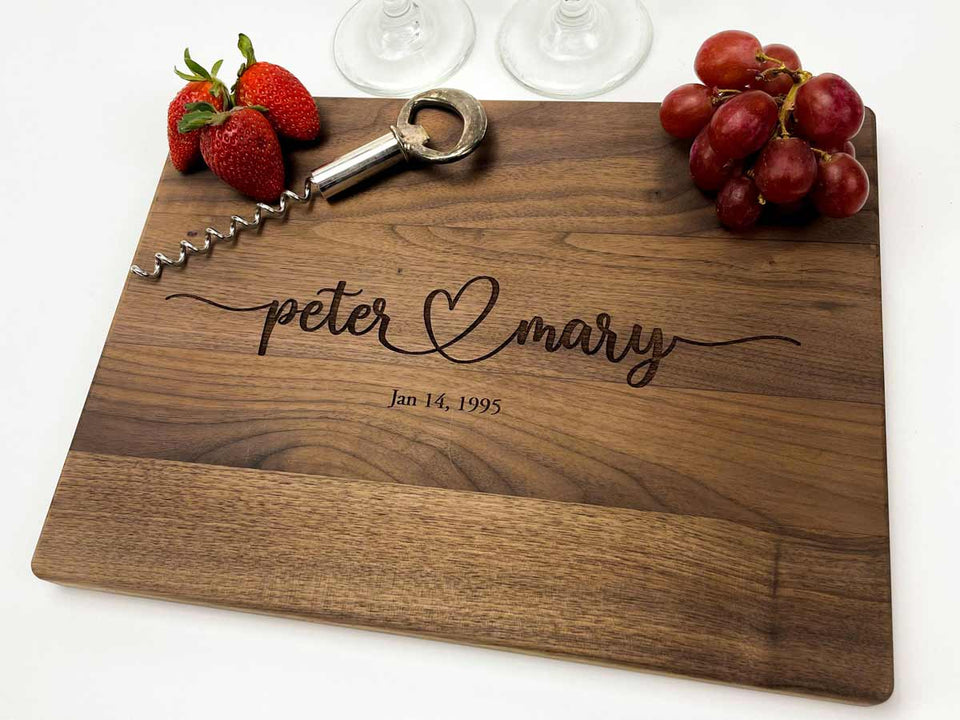 engraved cheese board, engagement gift, engagement party gift, unique wedding present, personalized wedding gift, walnut cutting board