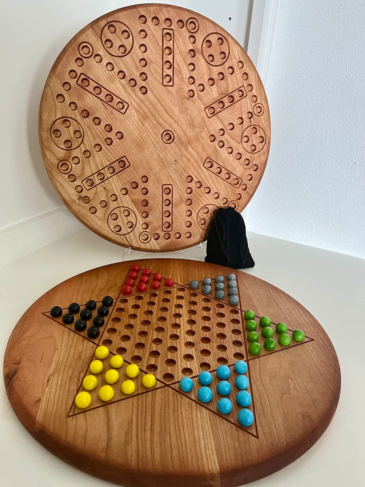 Deluxe Combo Game Board – Reversible Heirloom Design – Chinese Checkers & Wahoo
