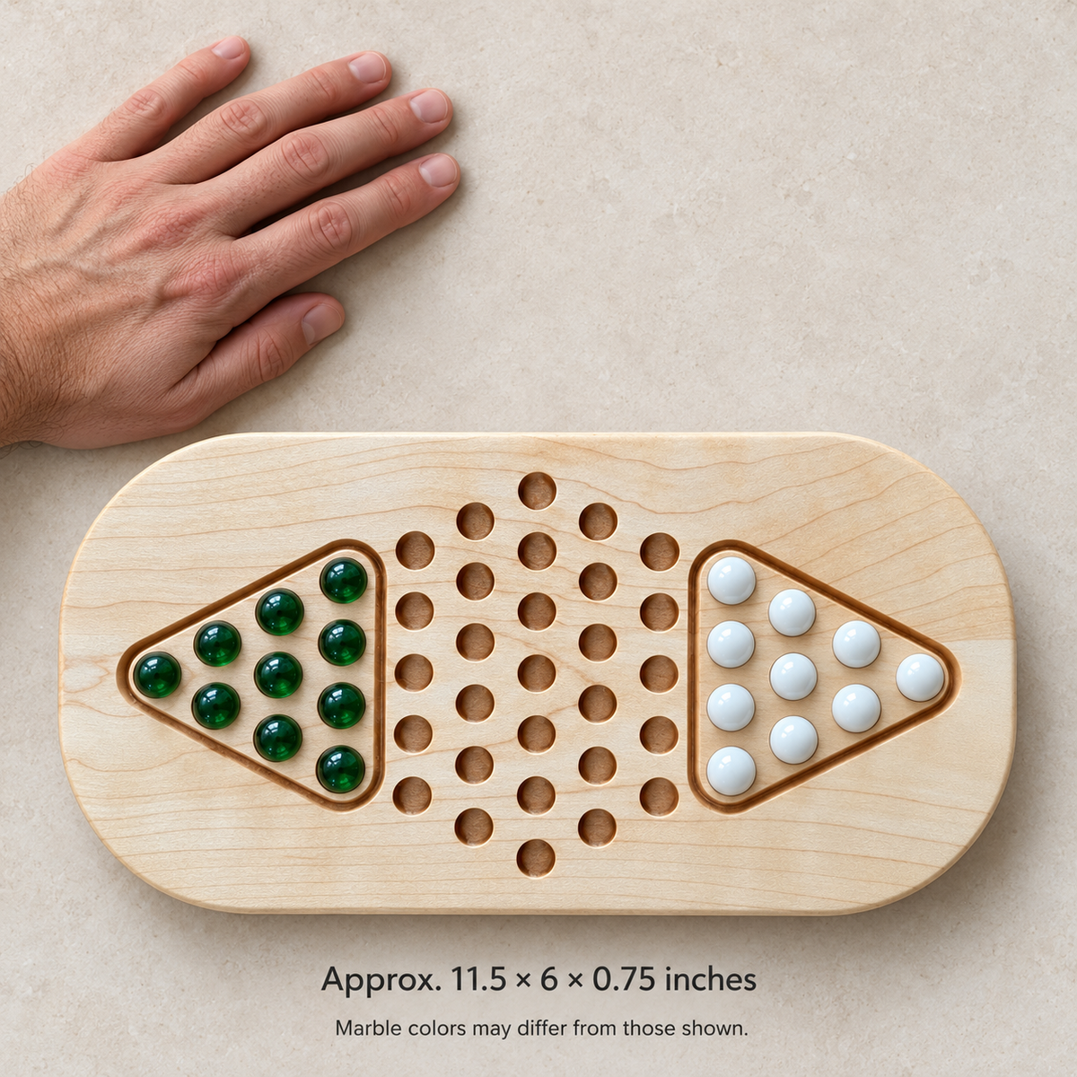 Wooden Chinese Checkers for Two – Compact Travel Game, Optional Personalized Engraving