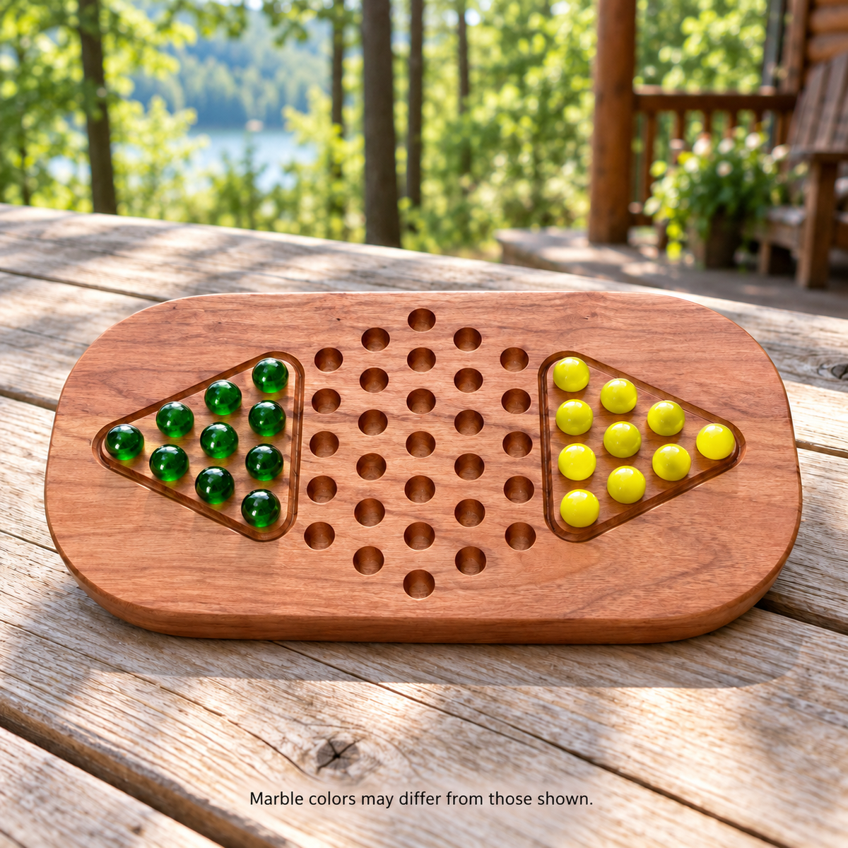 Wooden Chinese Checkers for Two – Compact Travel Game, Optional Personalized Engraving