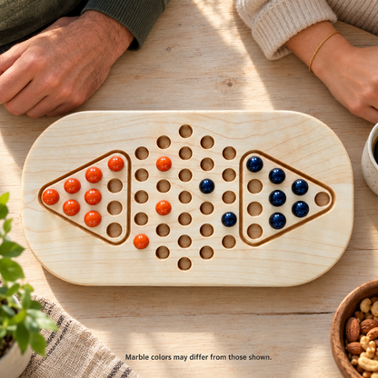 Wooden Chinese Checkers for Two – Compact Travel Game, Optional Personalized Engraving