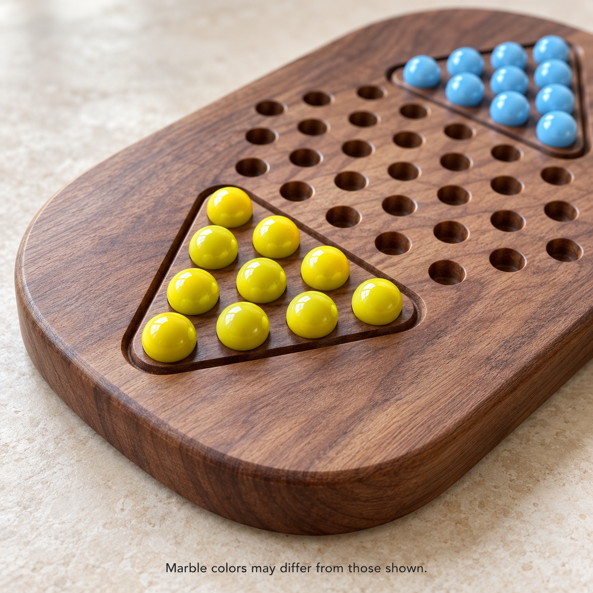 Wooden Chinese Checkers for Two – Compact Travel Game, Optional Personalized Engraving