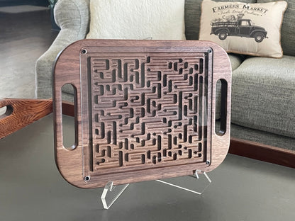 Double-Sided Wooden Maze Game | Square Labyrinth Puzzle for Kids & Adults | Handheld Two-Sided Maze | Montessori Game | Travel Toy Gift