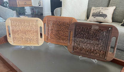 Double-Sided Wooden Maze Game | Square Labyrinth Puzzle for Kids & Adults | Handheld Two-Sided Maze | Montessori Game | Travel Toy Gift