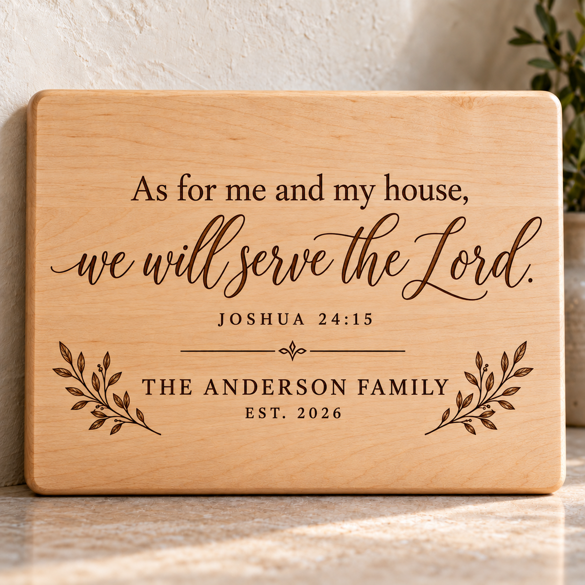 Personalized Bible Verse Cutting Board, Custom Scripture & Family Name, Christian Wedding or Housewarming Gift