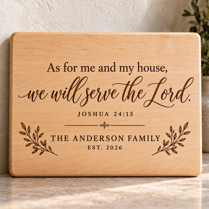 Personalized Bible Verse Cutting Board, Custom Scripture & Family Name, Christian Wedding or Housewarming Gift