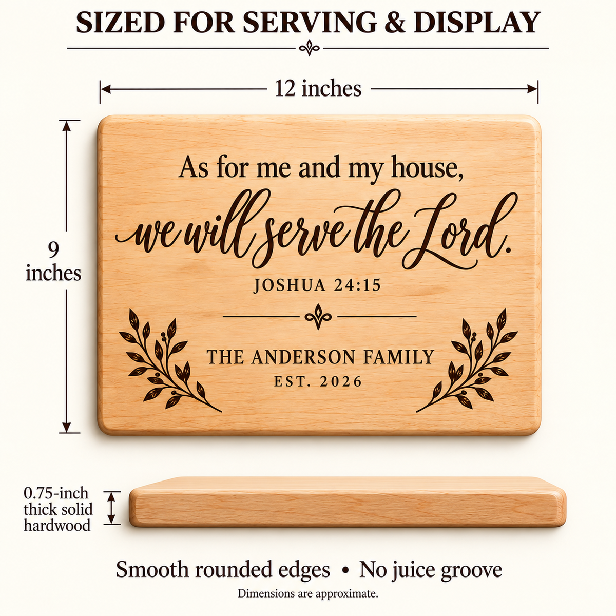 Personalized Bible Verse Cutting Board, Custom Scripture & Family Name, Christian Wedding or Housewarming Gift