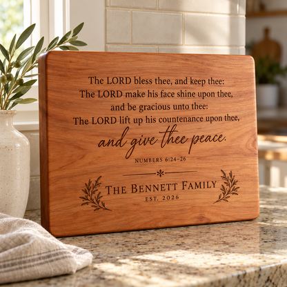 Personalized Bible Verse Cutting Board, Custom Scripture & Family Name, Christian Wedding or Housewarming Gift