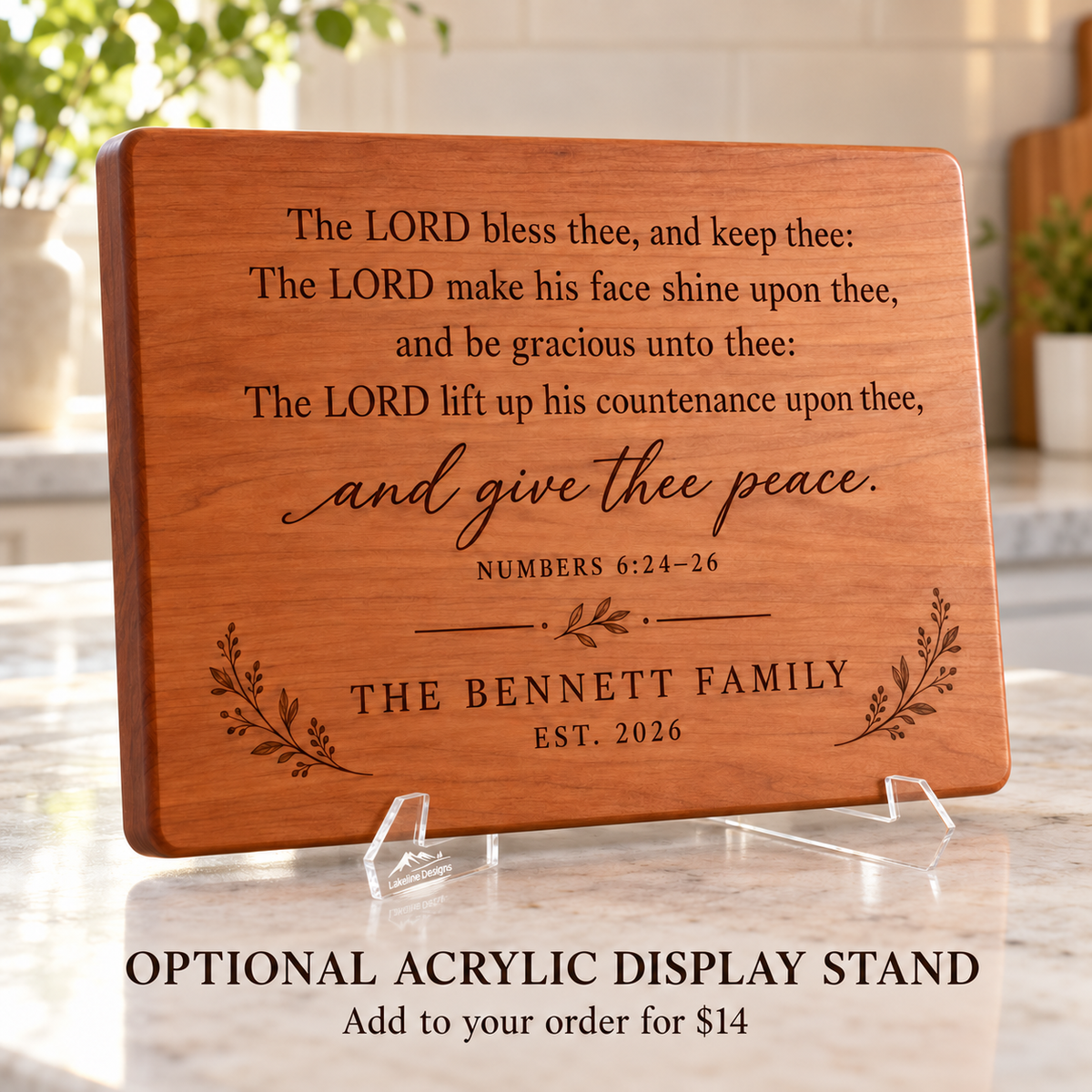 Personalized Bible Verse Cutting Board, Custom Scripture & Family Name, Christian Wedding or Housewarming Gift