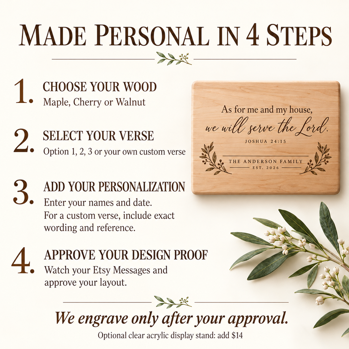 Personalized Bible Verse Cutting Board, Custom Scripture & Family Name, Christian Wedding or Housewarming Gift