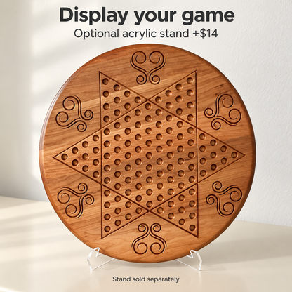 Wooden Chinese Checkers Board, 15-Inch Maple, Cherry or Walnut, Four Designs, Optional Personalization