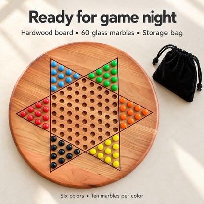 Wooden Chinese Checkers Board, 15-Inch Maple, Cherry or Walnut, Four Designs, Optional Personalization