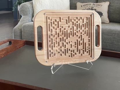 Double-Sided Wooden Maze Game | Square Labyrinth Puzzle for Kids & Adults | Handheld Two-Sided Maze | Montessori Game | Travel Toy Gift