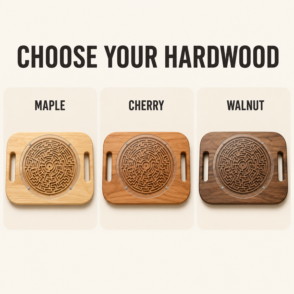 Double-Sided Wooden Circular Maze Game, Handheld Hardwood Labyrinth Puzzle