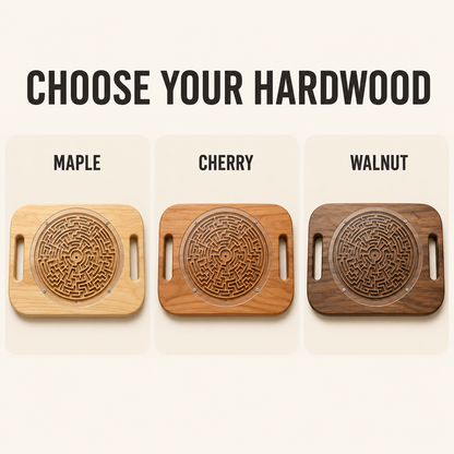 Double-Sided Wooden Circular Maze Game, Handheld Hardwood Labyrinth Puzzle