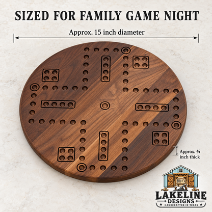 Reversible Wooden Game Board, 15 Inch – Choose Two Games: Wahoo, Chinese Checkers or Checkers