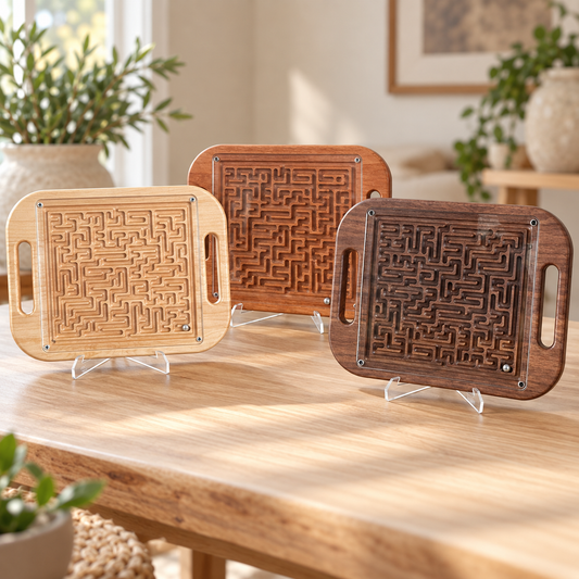 Double-Sided Wooden Maze Game – Solid Hardwood Labyrinth Puzzle, Screen-Free Gift for Kids & Adults