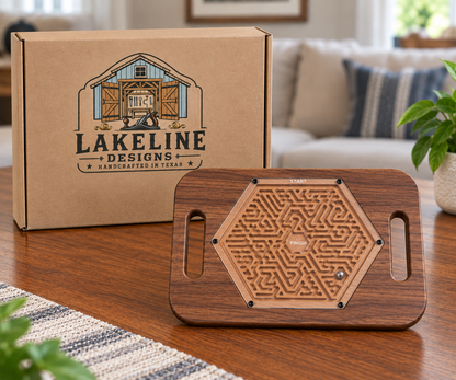 Large Hexagon Wooden Maze Puzzle | Handheld Labyrinth Game for Kids & Adults | Montessori Toy