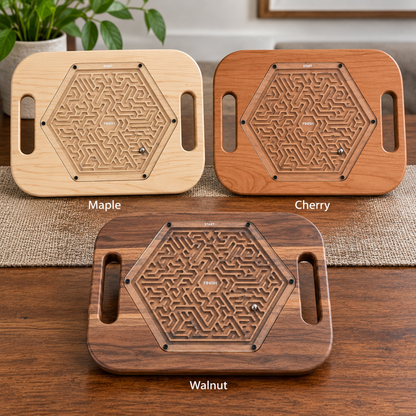 Large Hexagon Wooden Maze Puzzle | Handheld Labyrinth Game for Kids & Adults | Montessori Toy