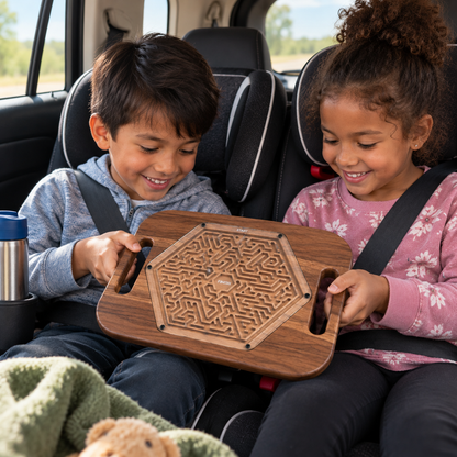 Large Hexagon Wooden Maze Puzzle | Handheld Labyrinth Game for Kids & Adults | Montessori Toy