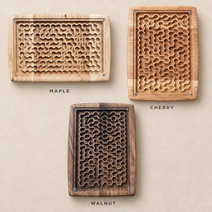 Wooden Maze Game, Honeycomb Labyrinth Puzzle, Handmade Hardwood Dexterity Game, Screen-Free Gift for Kids & Adults
