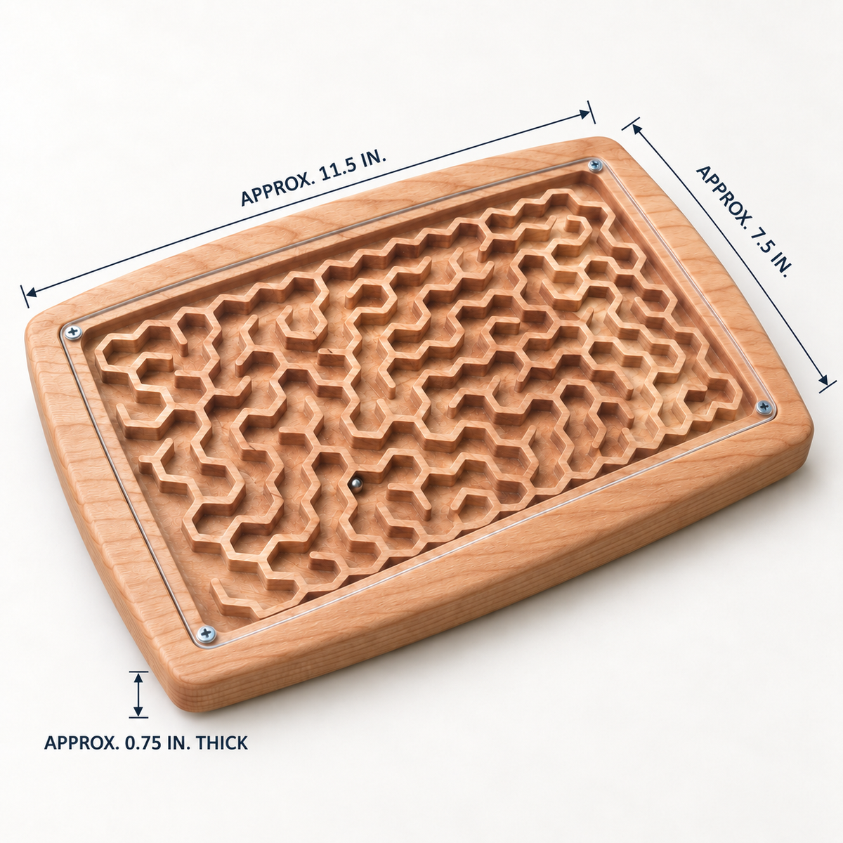 Wooden Maze Game, Honeycomb Labyrinth Puzzle, Handmade Hardwood Dexterity Game, Screen-Free Gift for Kids & Adults