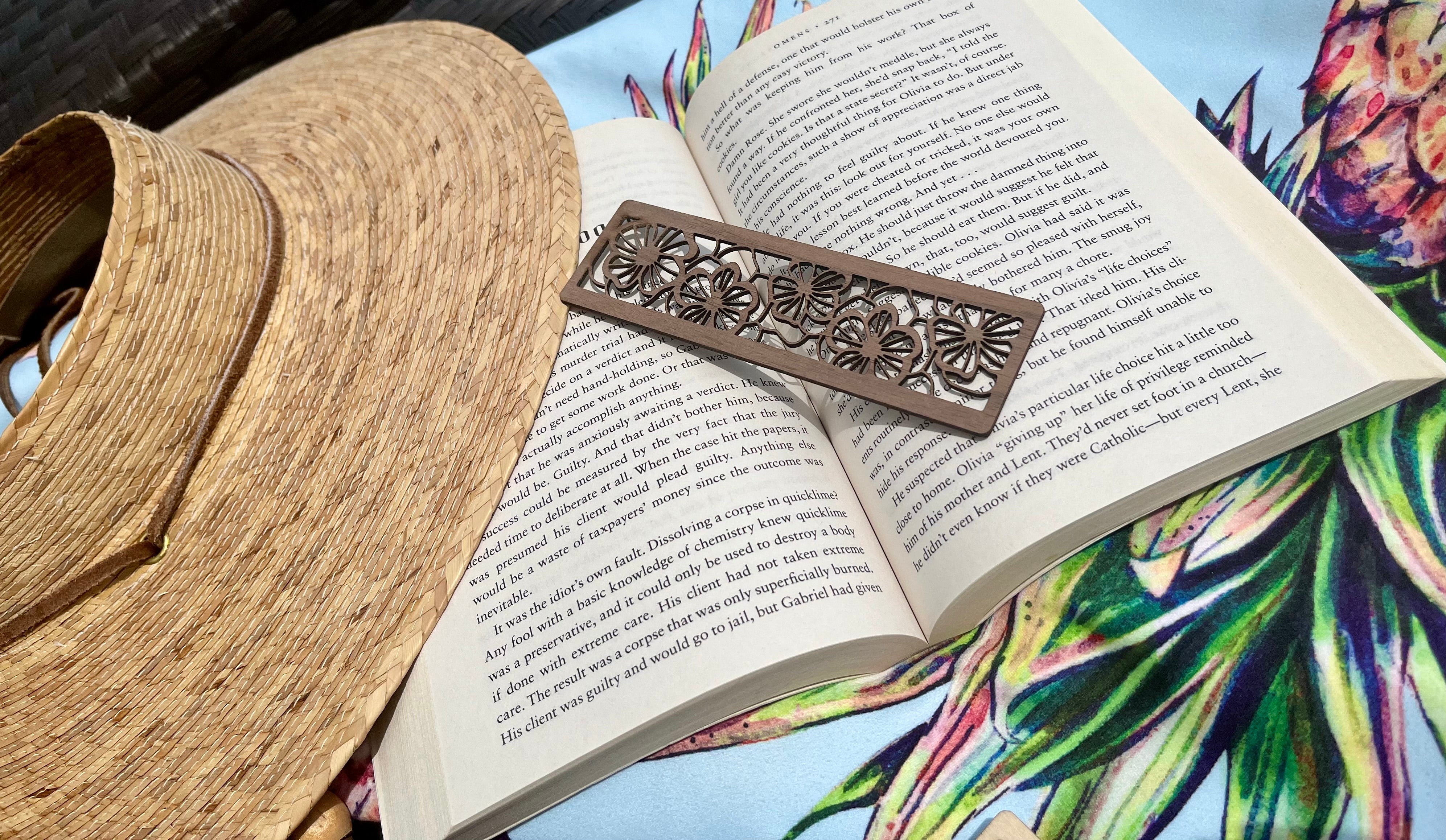 Set of custom wood books store & book marks