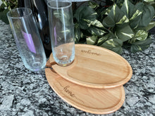 Load image into Gallery viewer, Individual Serving Tray with Stemmed and Stemless Wine Glass Holder - Maple Wood - Custom Laser Engraved
