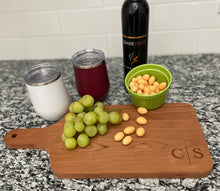 Load image into Gallery viewer, Personalized Charcuterie Board &amp; Wine Tumbler Gift Set | Custom Engraved | Maple, Cherry, Live Edge
