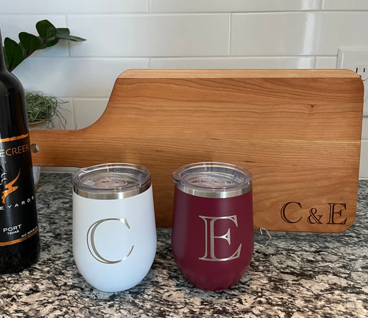 Personalized Engraved Stemless Wine Tumbler - 12 oz Stainless Steel Polar Camel w/ Travel Lid
