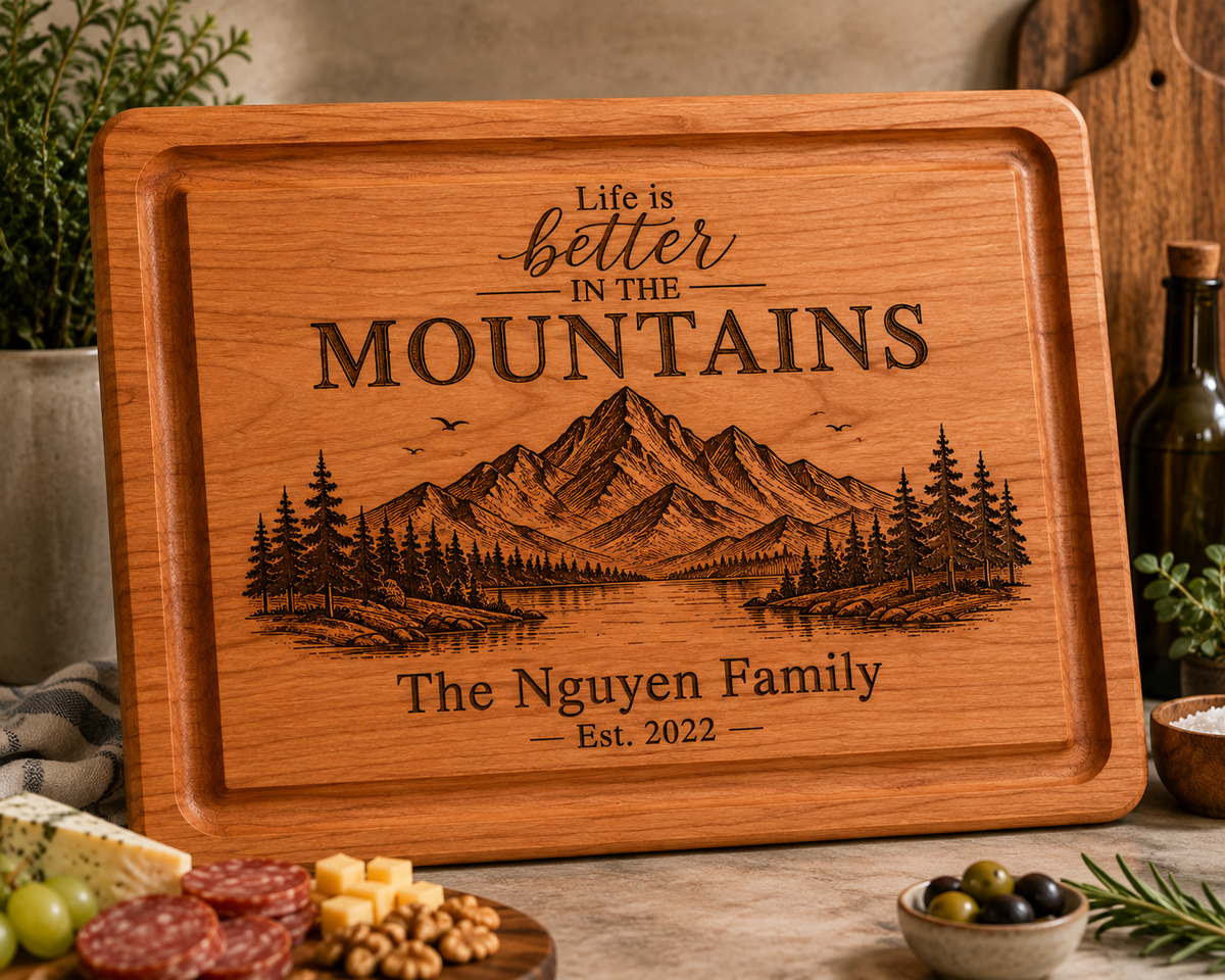 Personalized Wood Charcuterie Board – Life Is Better, Choose Your Scene - Maple or Cherry Hardwood