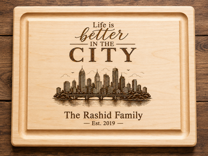 Personalized Wood Charcuterie Board – Life Is Better, Choose Your Scene - Maple or Cherry Hardwood