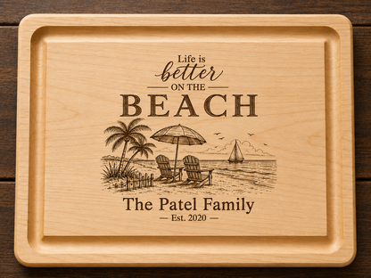 Personalized Wood Charcuterie Board – Life Is Better, Choose Your Scene - Maple or Cherry Hardwood