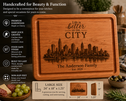 Personalized Wood Charcuterie Board – Life Is Better, Choose Your Scene - Maple or Cherry Hardwood