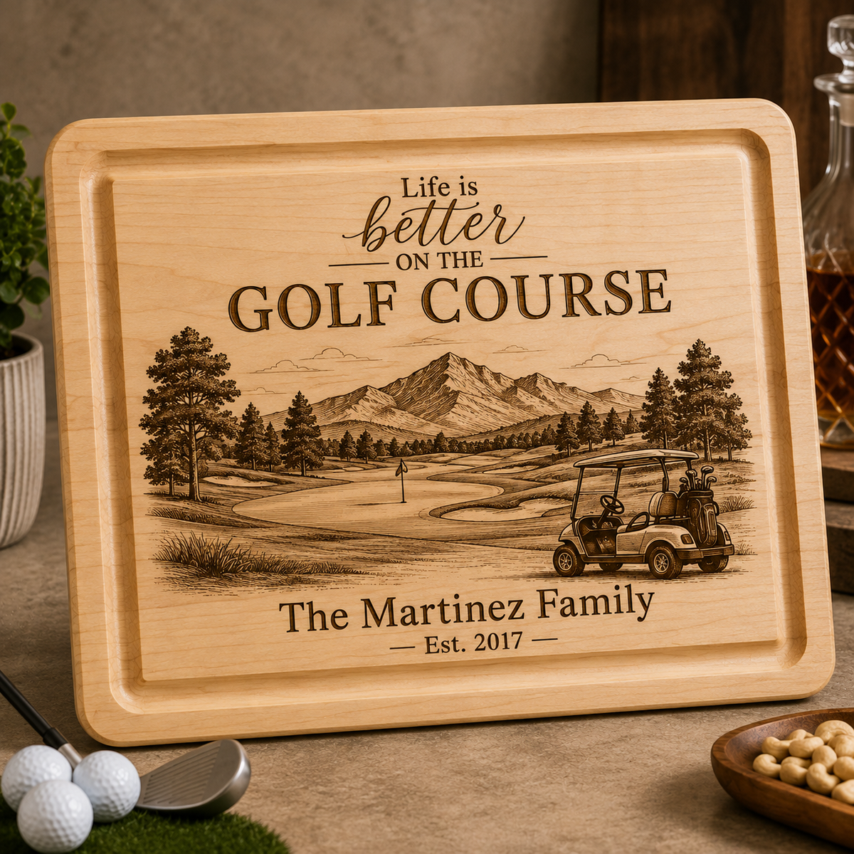 Personalized Wood Charcuterie Board – Life Is Better, Choose Your Scene - Maple or Cherry Hardwood