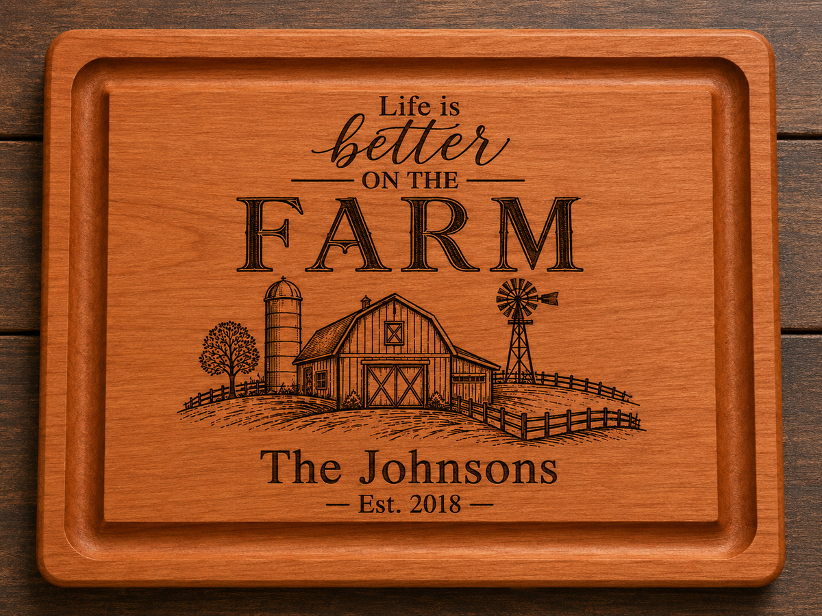 Personalized Wood Charcuterie Board – Life Is Better, Choose Your Scene - Maple or Cherry Hardwood