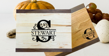 Load image into Gallery viewer, Personalized Cutting Board with Walnut Trim and Display Stand
