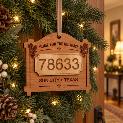 Personalized Layered Wood Zip Code Ornament, Custom Hometown Christmas Gift